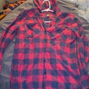 Fox racing flannel pink/dark blue checkered